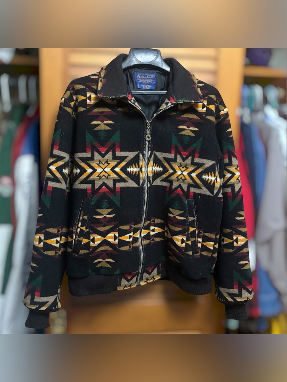 Vintage Pendleton High Grade Western Wear Wool Jacket Navajo Aztec USA Made L